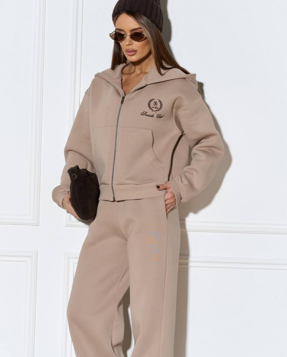 94/1 Спортивний костюм на флісі з капюшоном та вишивкою